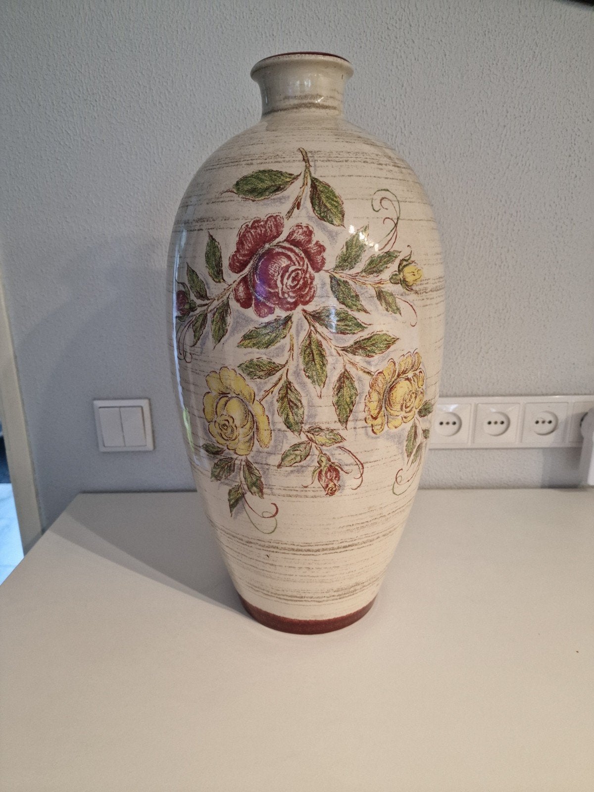Grote vintage Scheurich vloervaas met Rosa/Rose decor, Ophalen
