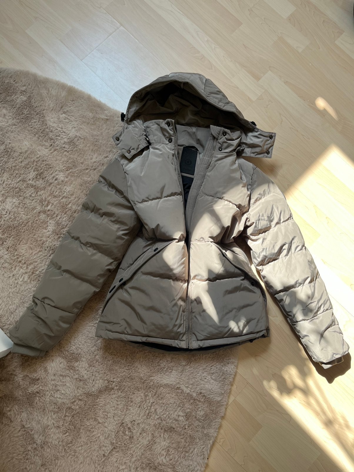Airforce Hooded Puffer Winterjas - Taupe / Grijs-Khaki, Ophalen of Verzenden, Zo goed als nieuw, Maat 38/40 (M), Grijs