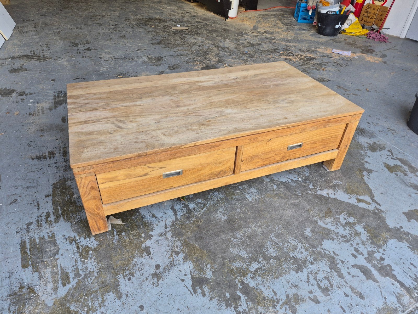 Salontafel massief teak H&H 140x75 cm, Gebruikt, 100 tot 150 cm, Teakhout, Rechthoekig
