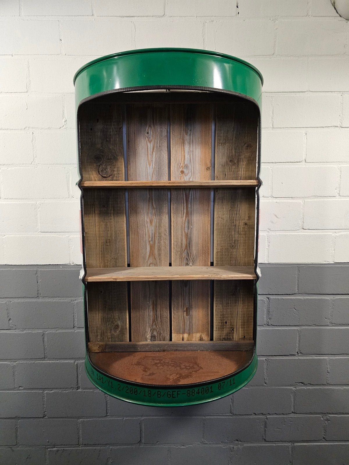 Uniek kastje van halve 200 liter Castrol oliedrum, Ophalen