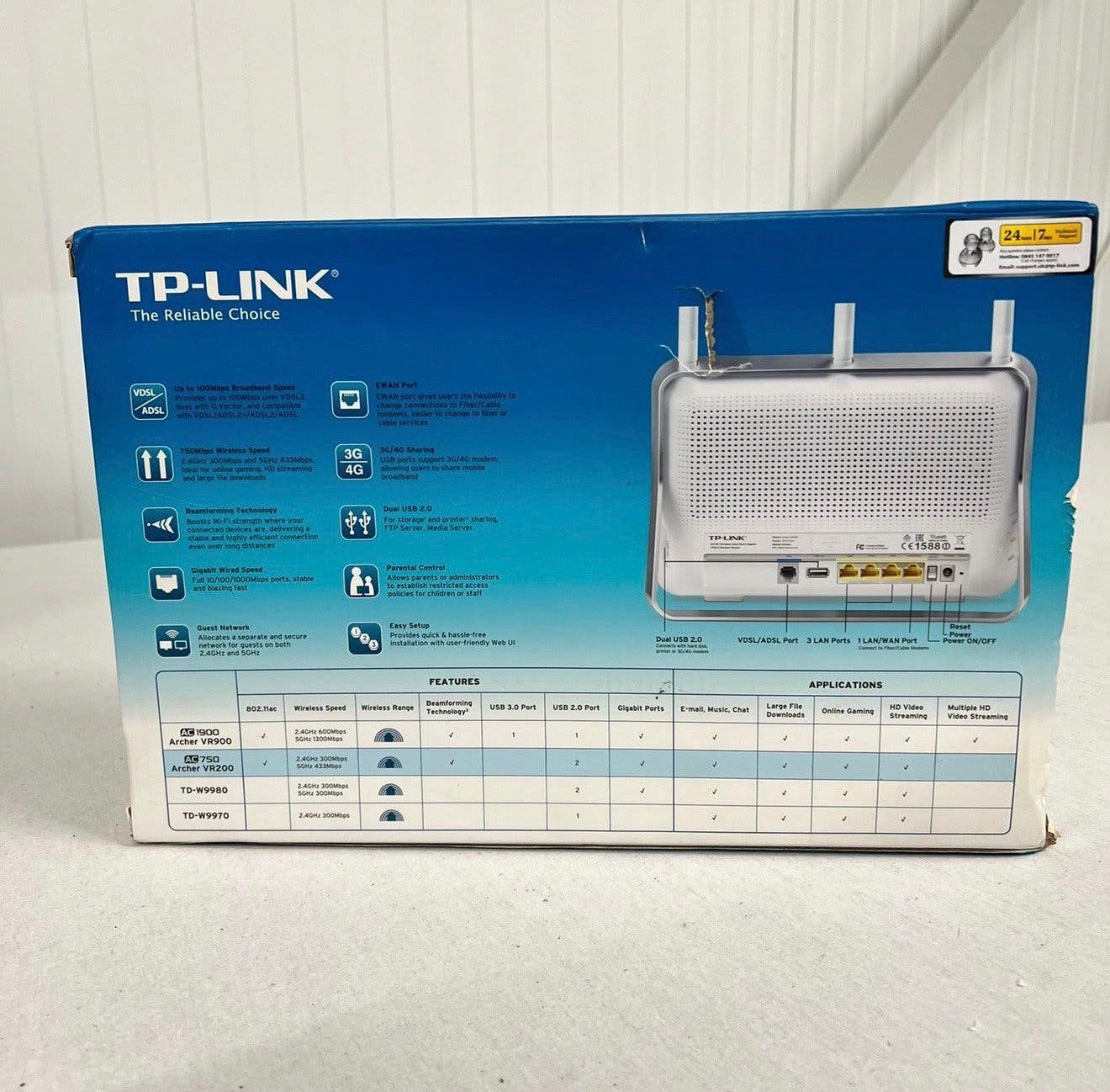 TP-LINK Archer VR200 AC750 modem router VDSL vdsl2 usb poort, Computers en Software, Router met modem, P, P, P
