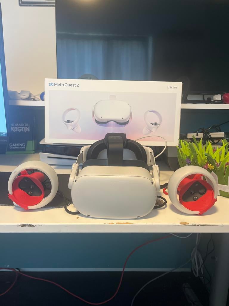 Meta Quest 2 VR-bril - 128 GB met battery, controller straps, Ophalen, Zo goed als nieuw, VR-bril, Overige platformen