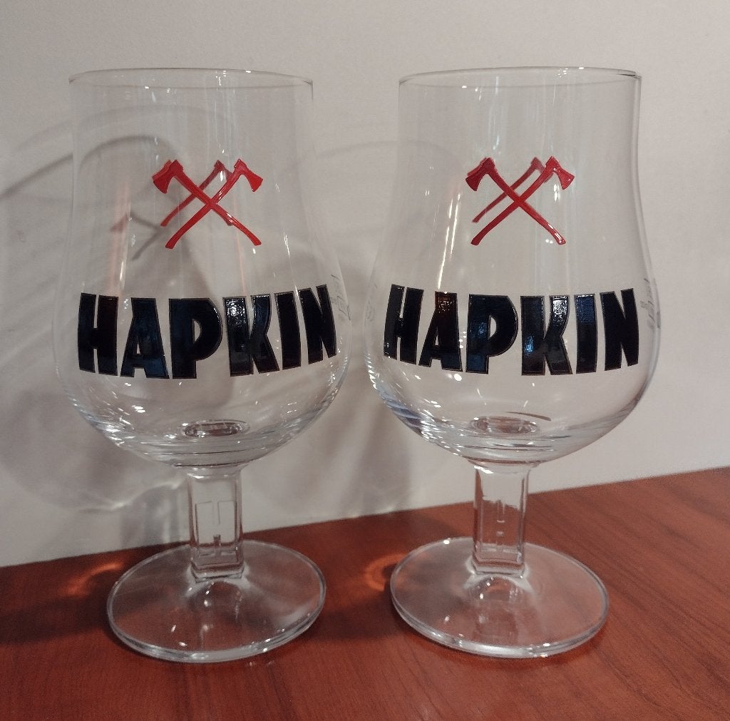 Hapkin Bierglazen 25cl M18., Verzamelen, Ophalen of Verzenden, Zo goed als nieuw, Glas of Glazen, Overige merken