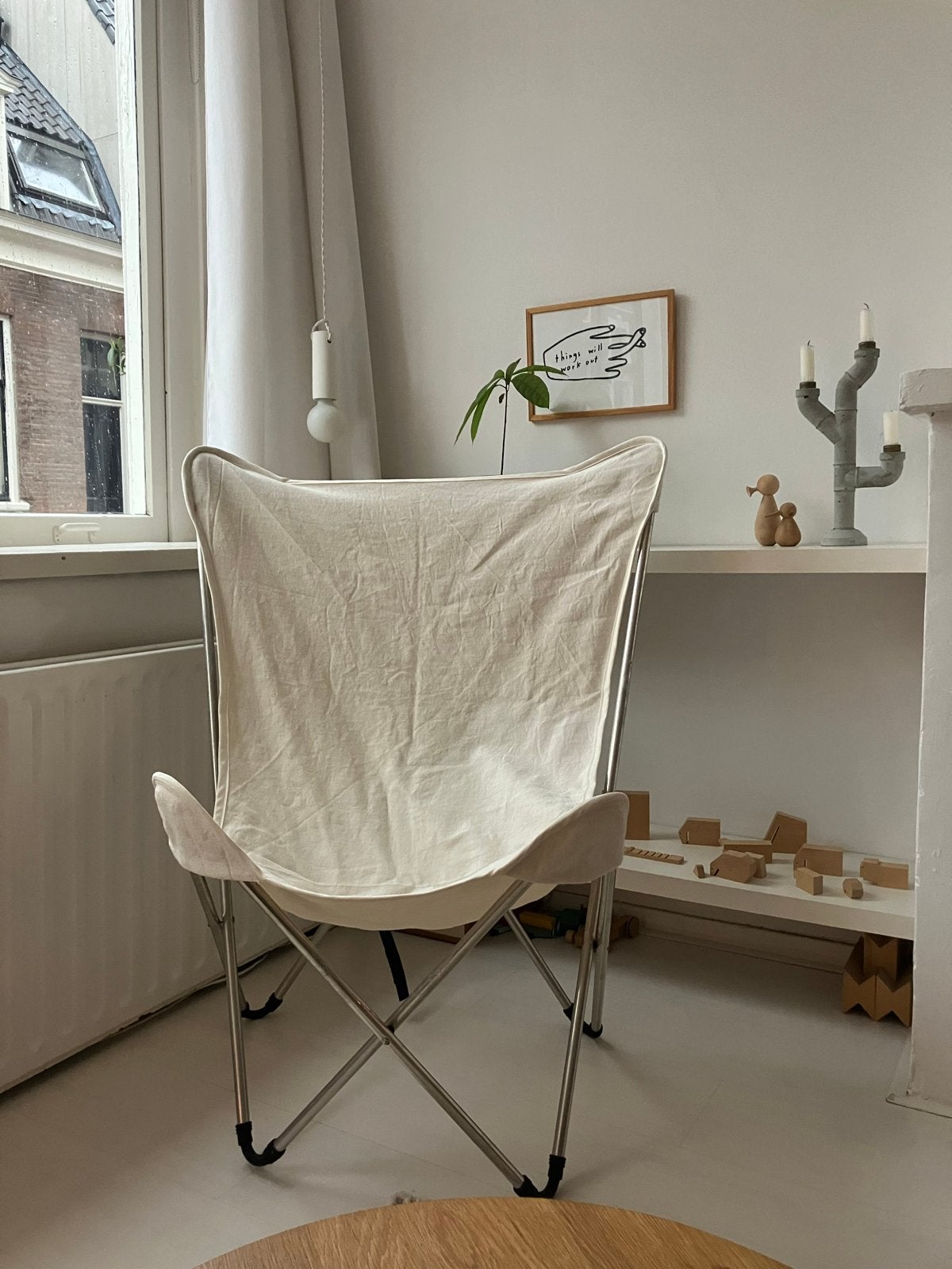 2 Lafuma vlinderstoelen met ongebleekte katoenen bekleding, Ophalen, Zo goed als nieuw