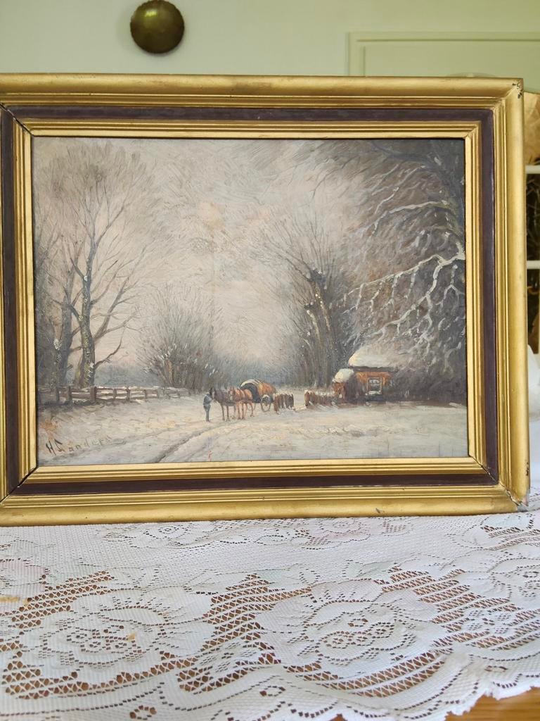 2 Schilderijen van H.Sanders, samen €40,-, Antiek en Kunst, Kunst | Schilderijen | Klassiek, Ophalen