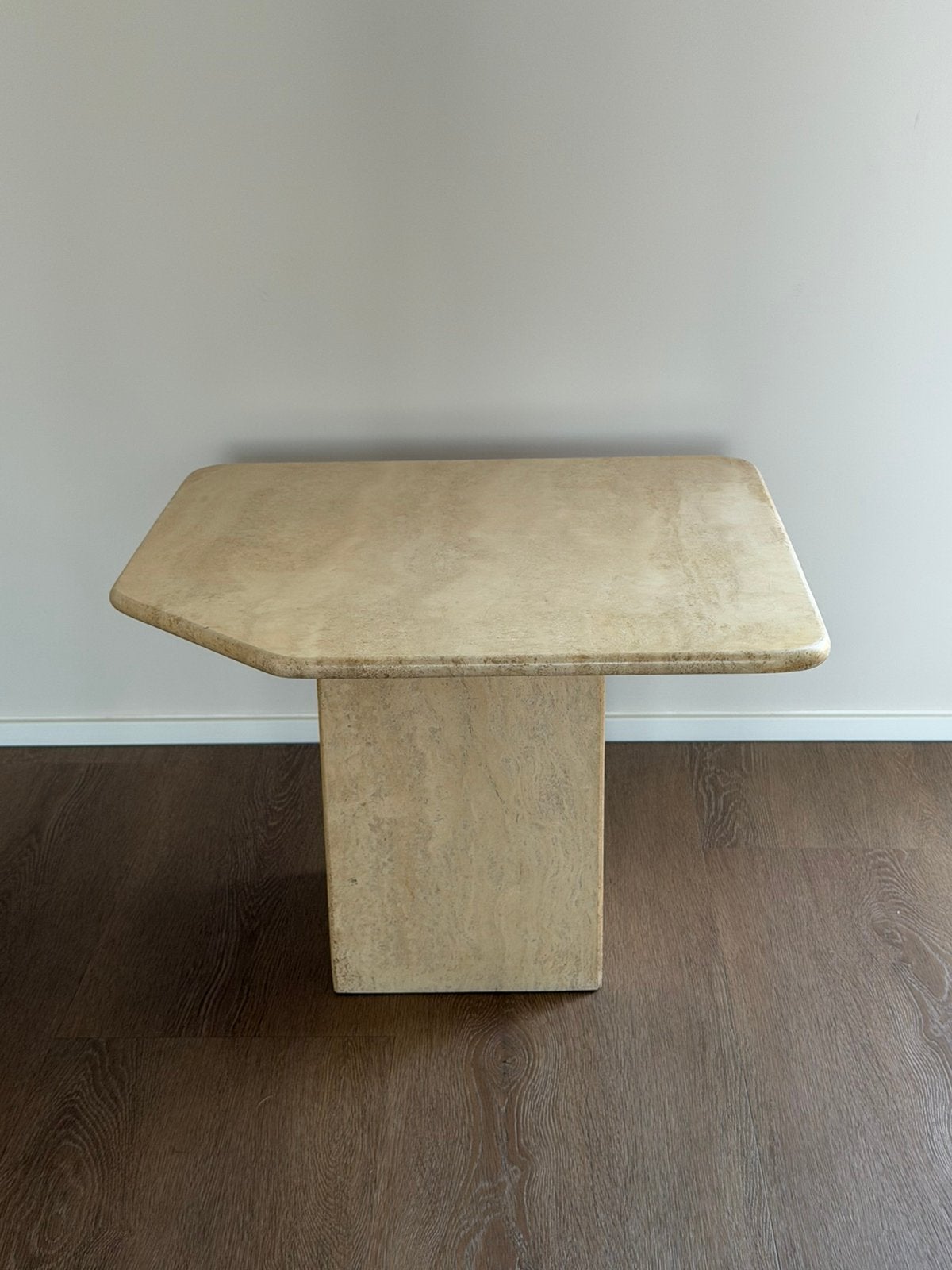Travertin salontafel 60x60cm, Ophalen, 50 tot 100 cm, Rond, Zo goed als nieuw