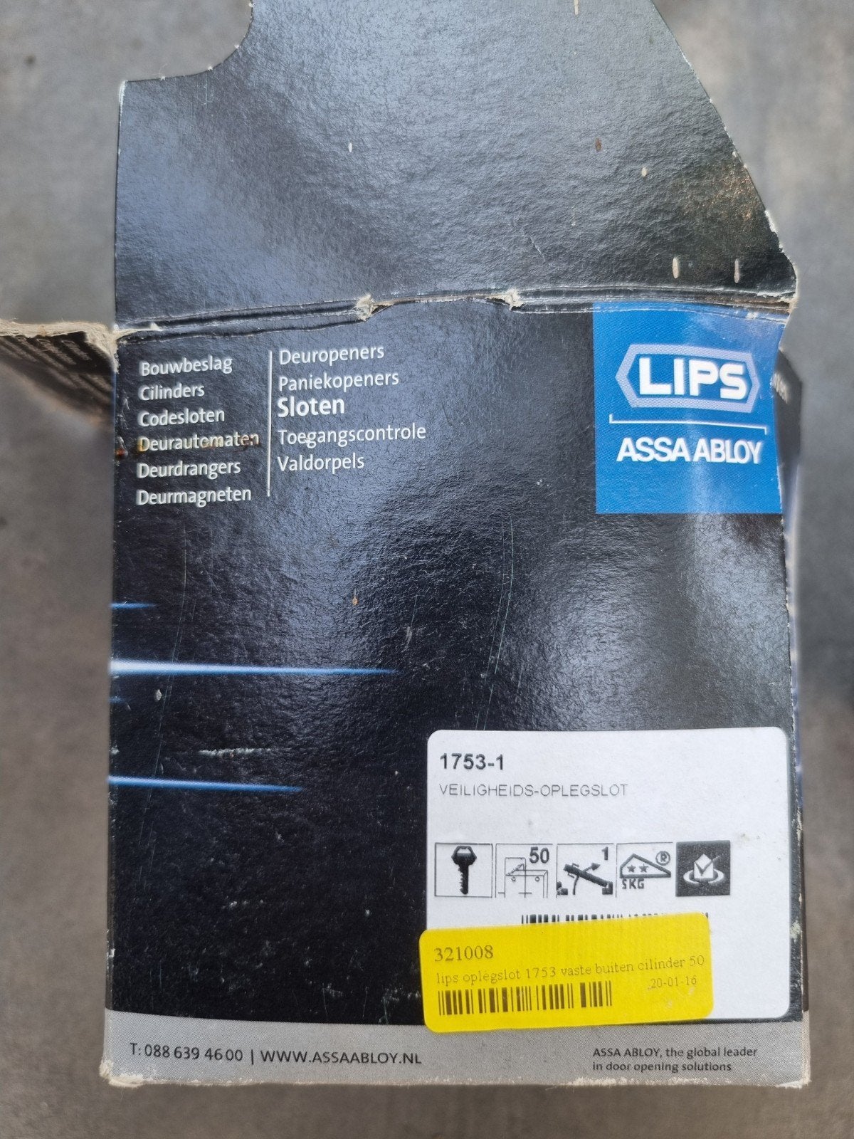 ASSA ABLOY LIPS Veiligheids-oplegslot 1753-1, Ophalen, Nieuw, Slot