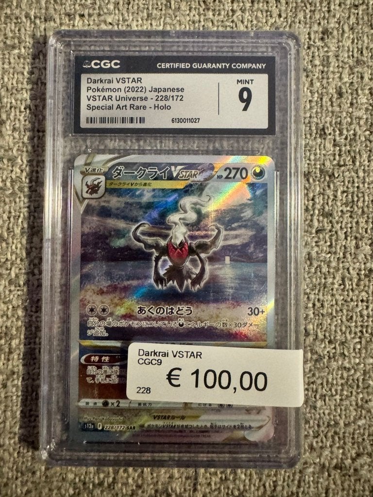 CGC 9 Darkrai Vstar Japanese 228, Ophalen of Verzenden, Zo goed als nieuw, Losse kaart, Foil