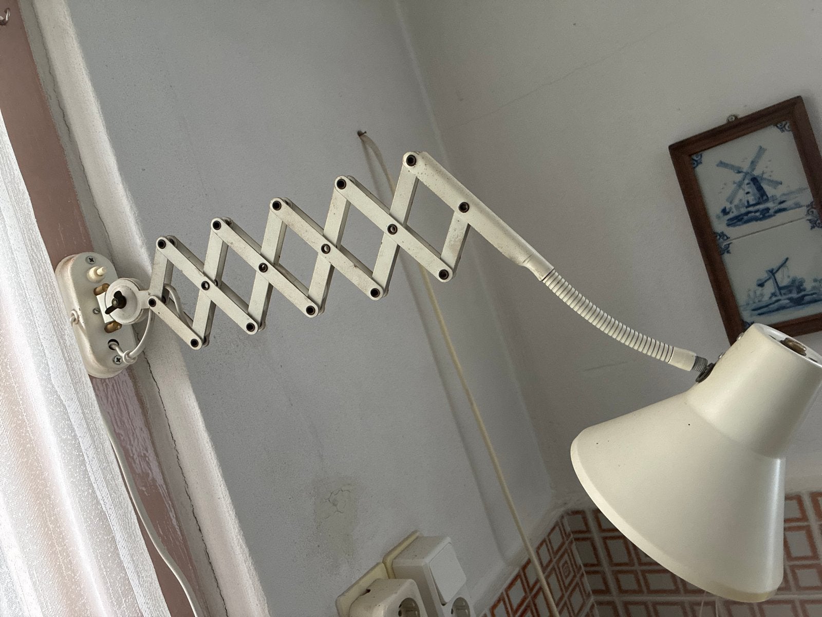 Uittrekbare jaren '60 bureaulamp - Vintage wandlamp, Antiek en Kunst, Ophalen of Verzenden