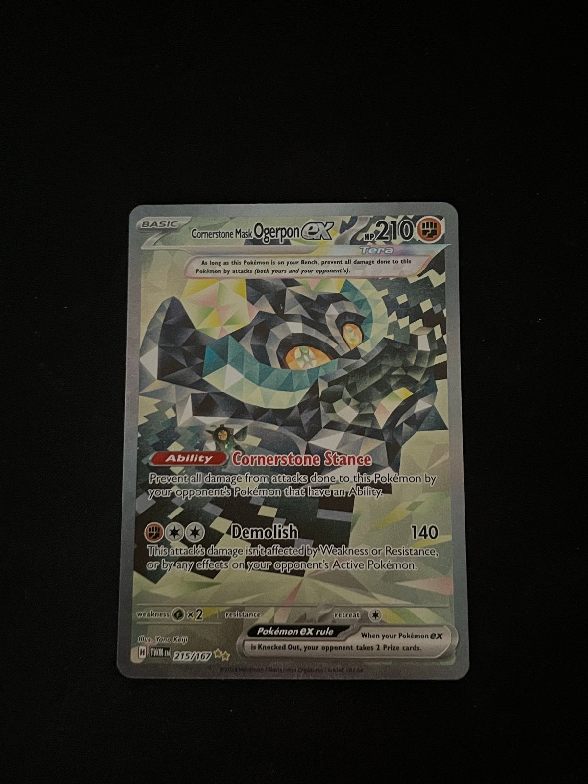 Cornerstone Mask Ogerpon ex 215/167 Twilight Masquerade NM, Ophalen of Verzenden, Zo goed als nieuw, Losse kaart, Foil