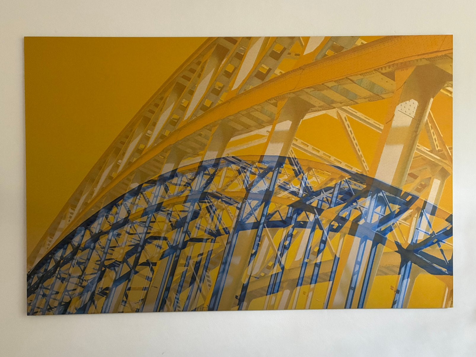 Artistieke fotobewerking van de Waalbrug in Nijmegen, Antiek en Kunst, Overige techniek, Gelimiteerde oplage, Abstract, Ophalen
