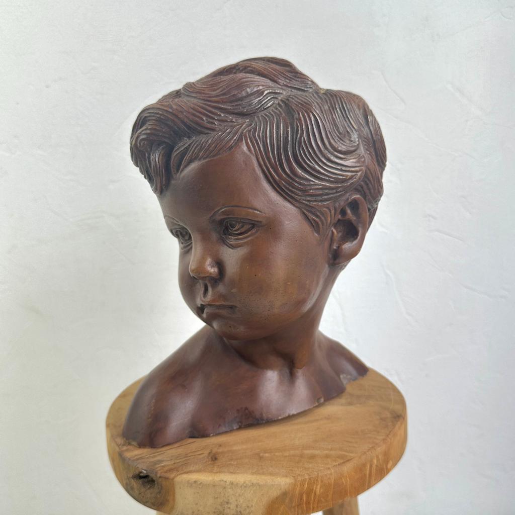 Vintage kinderhoofd buste | door de Paridon-broers Amsterdam, Antiek en Kunst, Kunst | Beelden en Houtsnijwerken, Art deco, Buste
