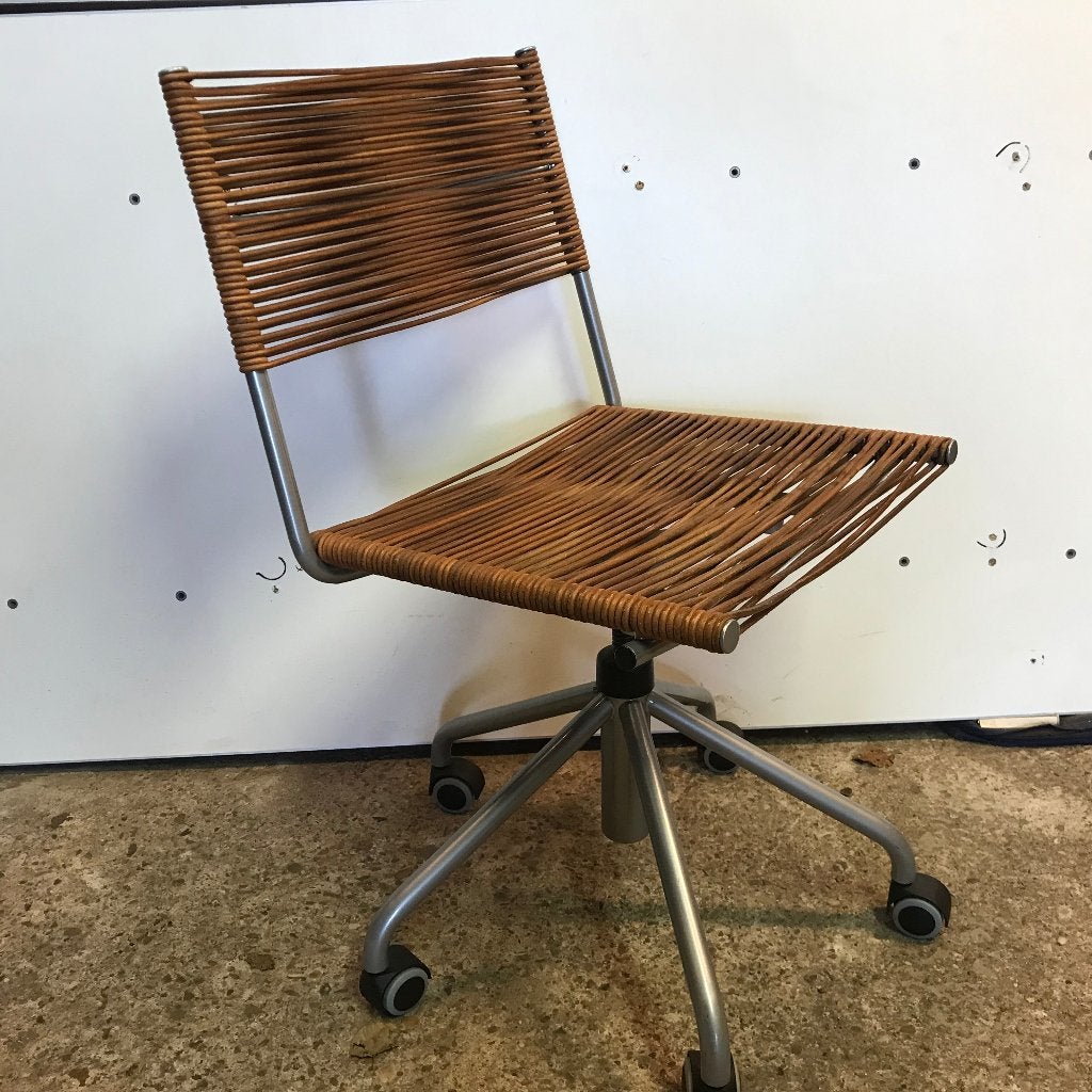 Bureaustoel  stoel Bonacina Miss B design leer vintage, Gebruikt, Zwart, Ophalen of Verzenden, Nvt