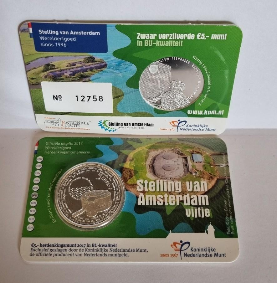 Coincard 2017 - Stelling van Amsterdam Vijfje - BU, Ophalen of Verzenden, Koningin Beatrix, Euro's