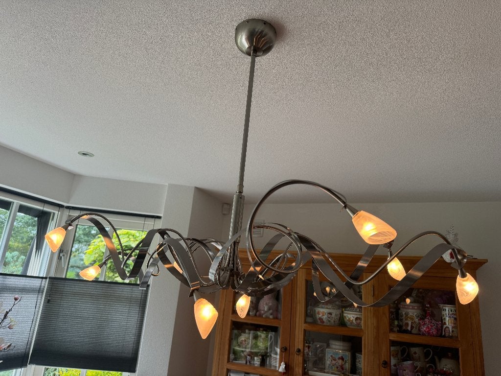 RVS Design Spiraal Hanglamp / Kroonluchter / eettafel, Ophalen, Glas, G4