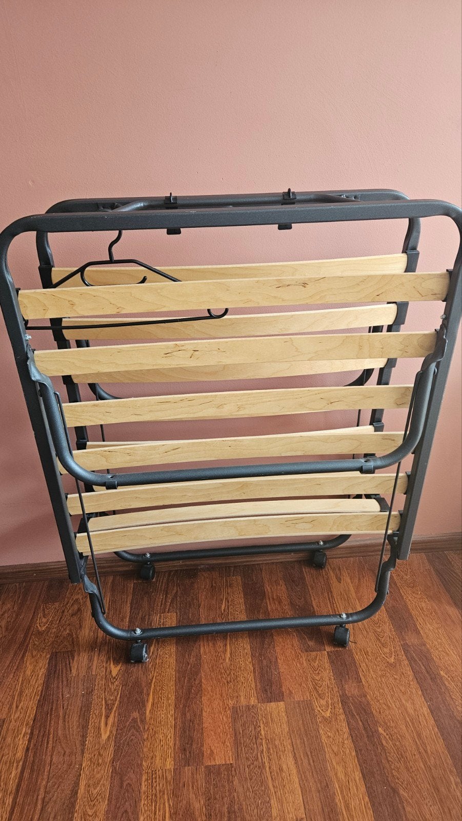 Inklapbare lattenbodem met metalen frame, Huis en Inrichting, Ophalen, Gebruikt, Eenpersoons, Zwart