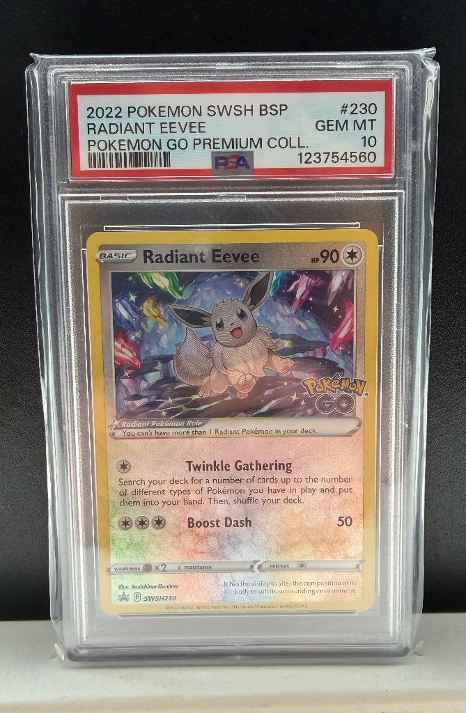 Pokemon Eevee psa 10, Ophalen of Verzenden, Zo goed als nieuw, Losse kaart, Foil