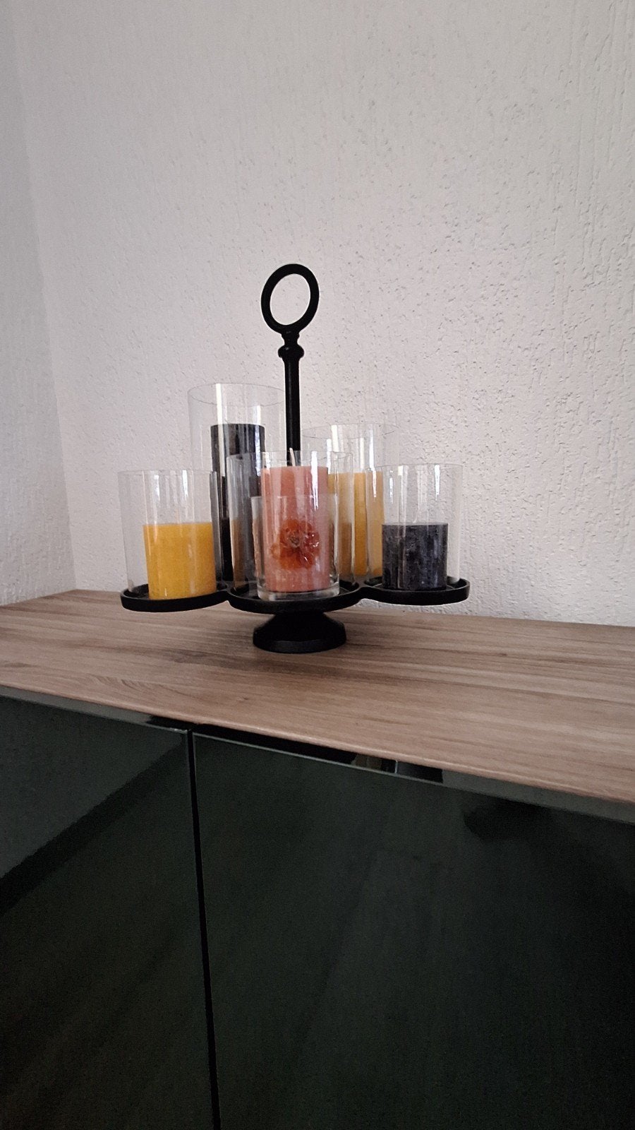 Riviera Maison kandelaar met 5 glazen houders, Ophalen, Zwart, Zo goed als nieuw, Metaal