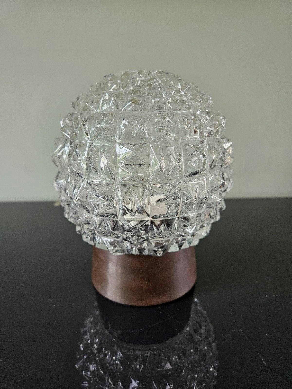 Vintage glazen plafondlamp - plafoniere, bolvom, Ophalen of Verzenden, Gebruikt, Glas, Vintage, Jaren '70, Retro