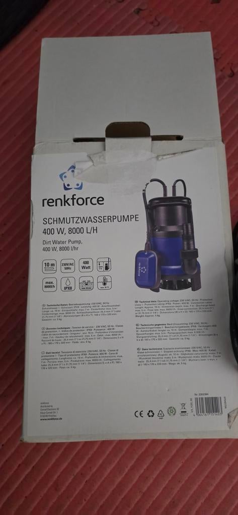 Nieuwe Renkforce Dompelpomp 400W, 8000 L/H Vuilwaterpomp, Ophalen of Verzenden