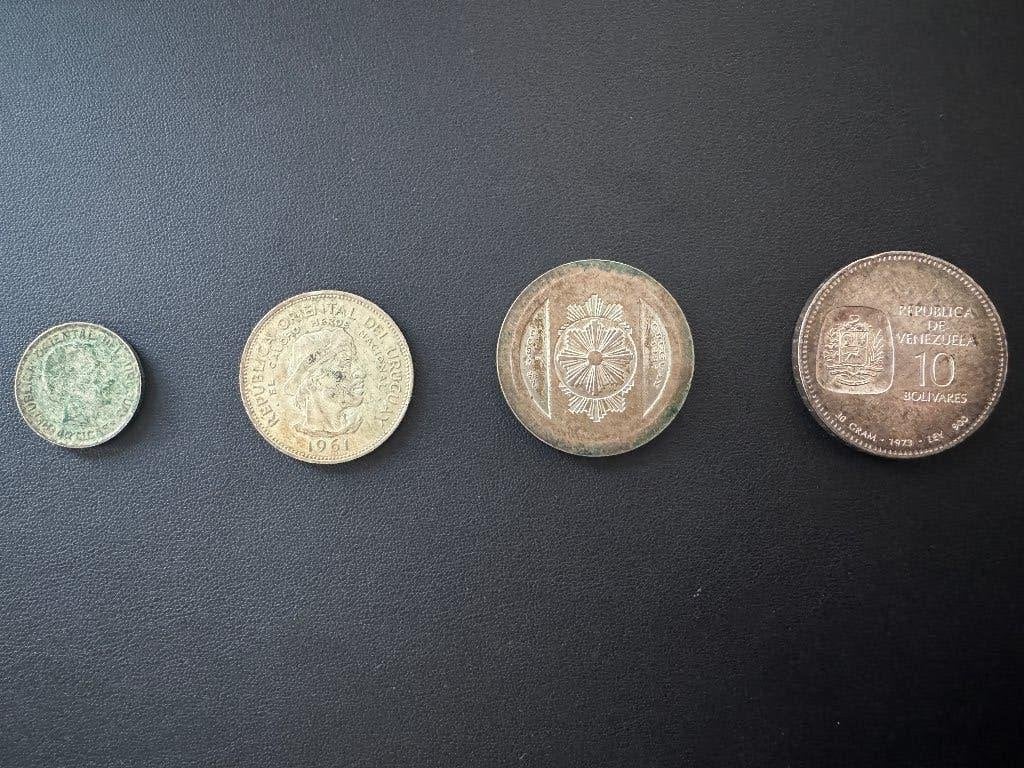 Buitenlandse zilveren munten (4 stuks, 65,75 g puur zilver), Ophalen, Buitenland, Munten
