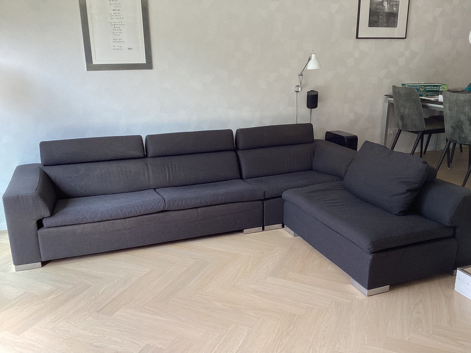 Grijze vintage Leolux hoekbank howlazy, Ophalen, Gebruikt, Stof, Vintage design