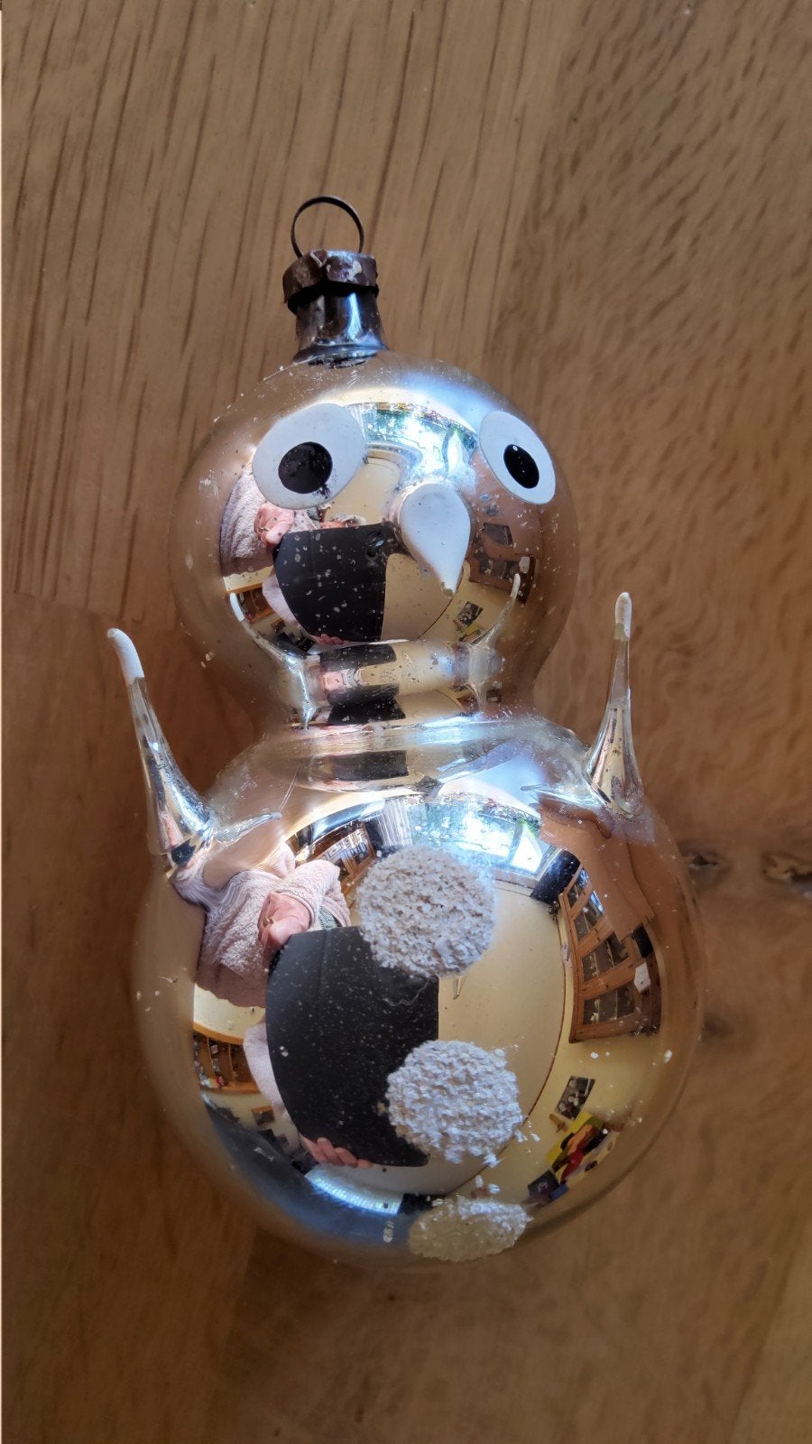 Vintage grote zilveren glazen Pinguïn Gablozer Vogel kerstba, Ophalen of Verzenden
