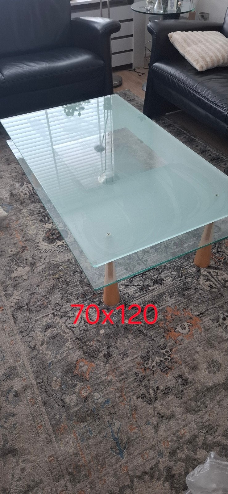 Grote glazen salontafel met twee etages, Huis en Inrichting, Tafels | Salontafels, Ophalen of Verzenden