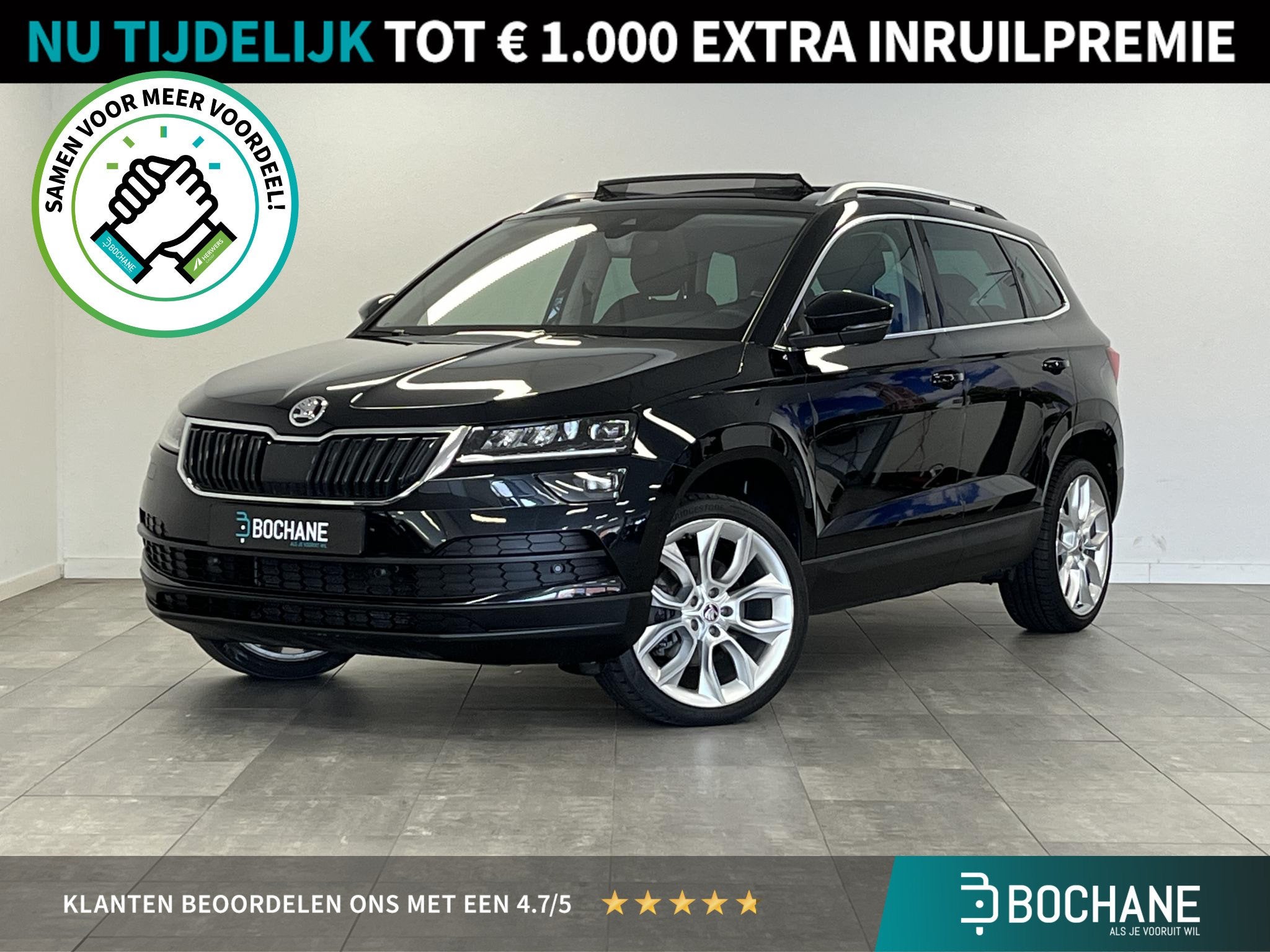 Skoda Karoq 1.5 TSI ACT Business Edition Plus | Pano | Leder, Auto's, 4 cilinders, 150 pk, Zwart, Bedrijf