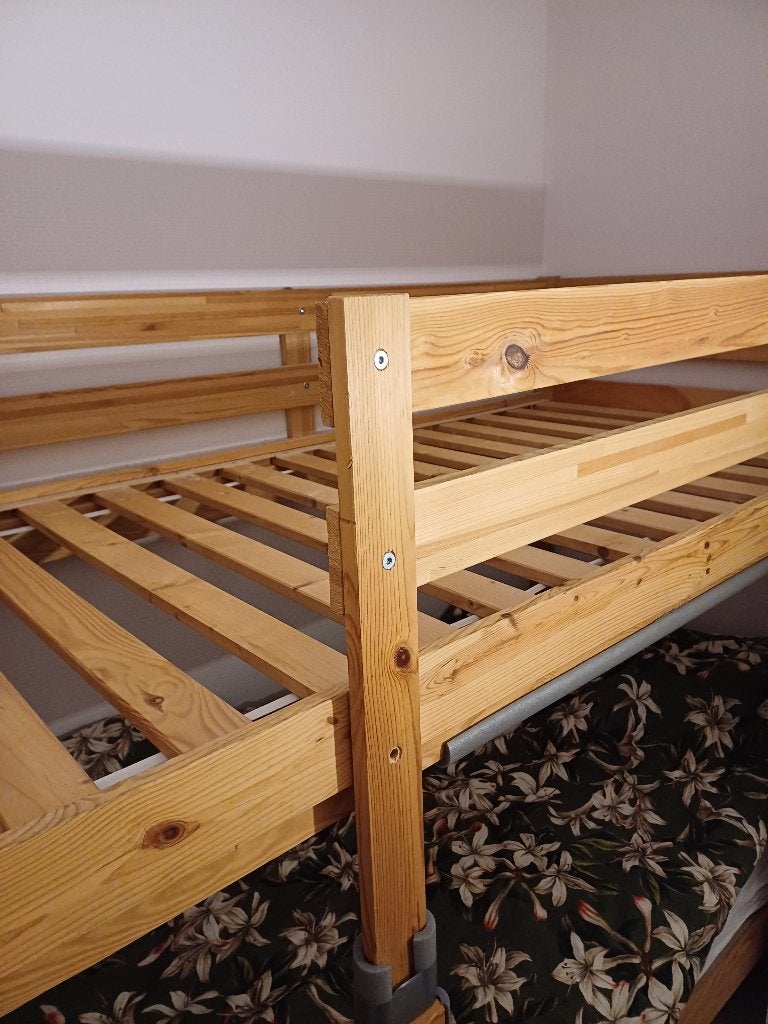 houten stapelbed, Ophalen, Gebruikt, 90 cm, 160 tot 180 cm