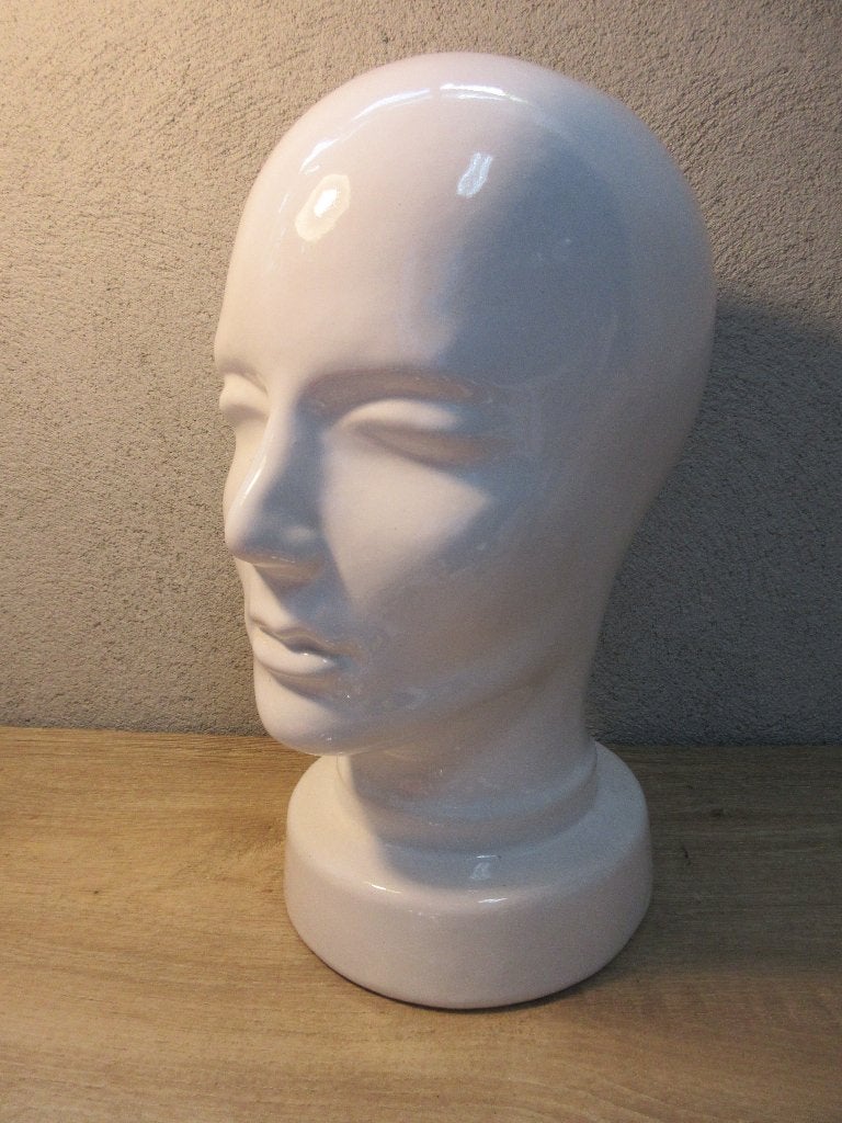 Vintage wit keramiek hoofd mannequin hoofd, Ophalen of Verzenden