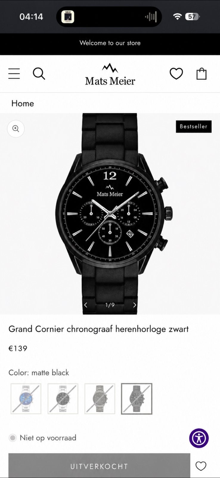 Zwart horloge, Overige merken, Overige materialen, Leer, Polshorloge