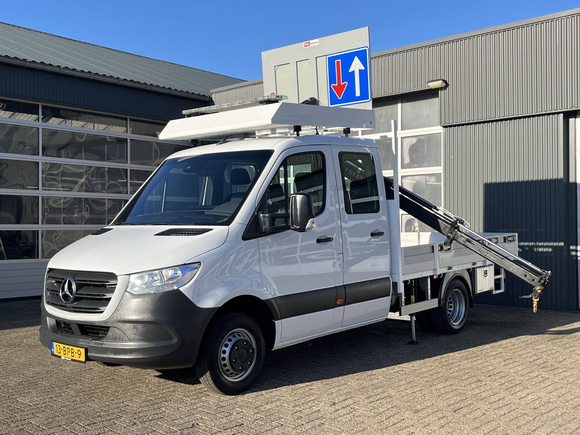 Mercedes-Benz Sprinter 514 CDI 366 Hiab Laadkraan 018T Trekh, Auto's, Stof, Gebruikt, Wit, Bedrijf