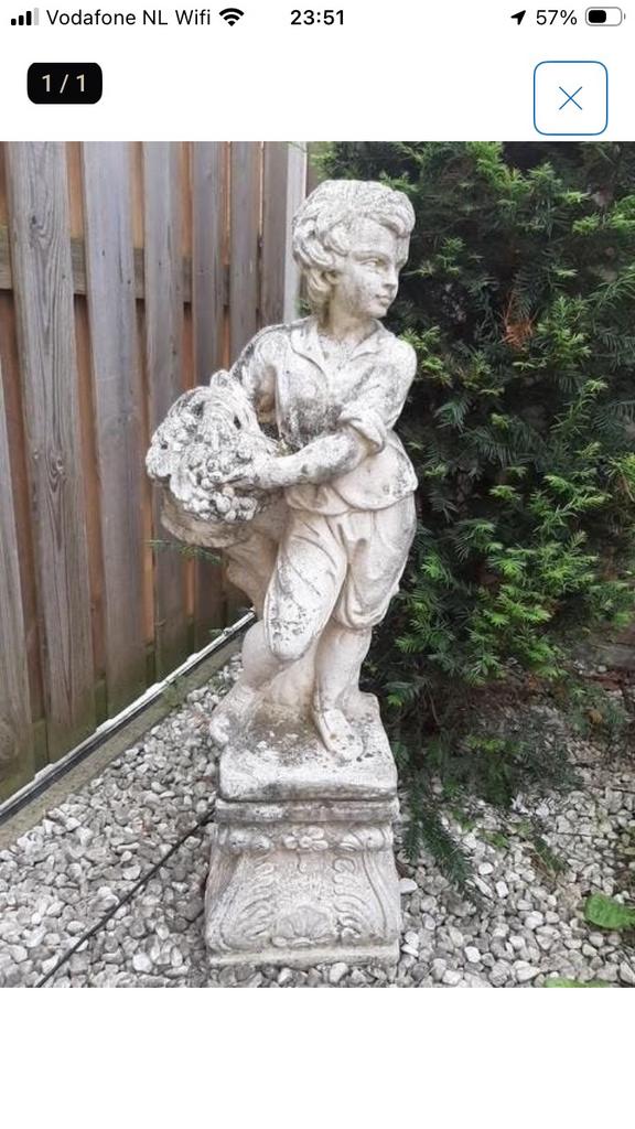 Tuinbeeld wit, 1 meter hoog, Tuin en Terras, Tuinbeelden, Ophalen, Zo goed als nieuw, Kunststof