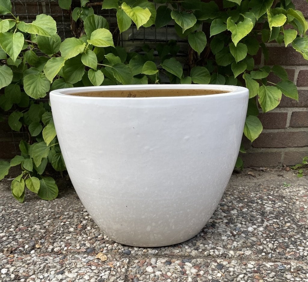 Grote Ovale Gebroken Witte Binnen Bloempot - 32x37x26cm, Ophalen, Binnen, Zo goed als nieuw, Overige vormen