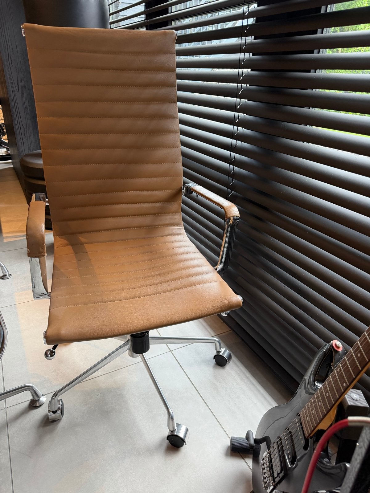 2 x Luxe Bureaustoel - cognac Leer & Chroom, Huis en Inrichting, Ophalen, Gebruikt, Bruin, Bureaustoel