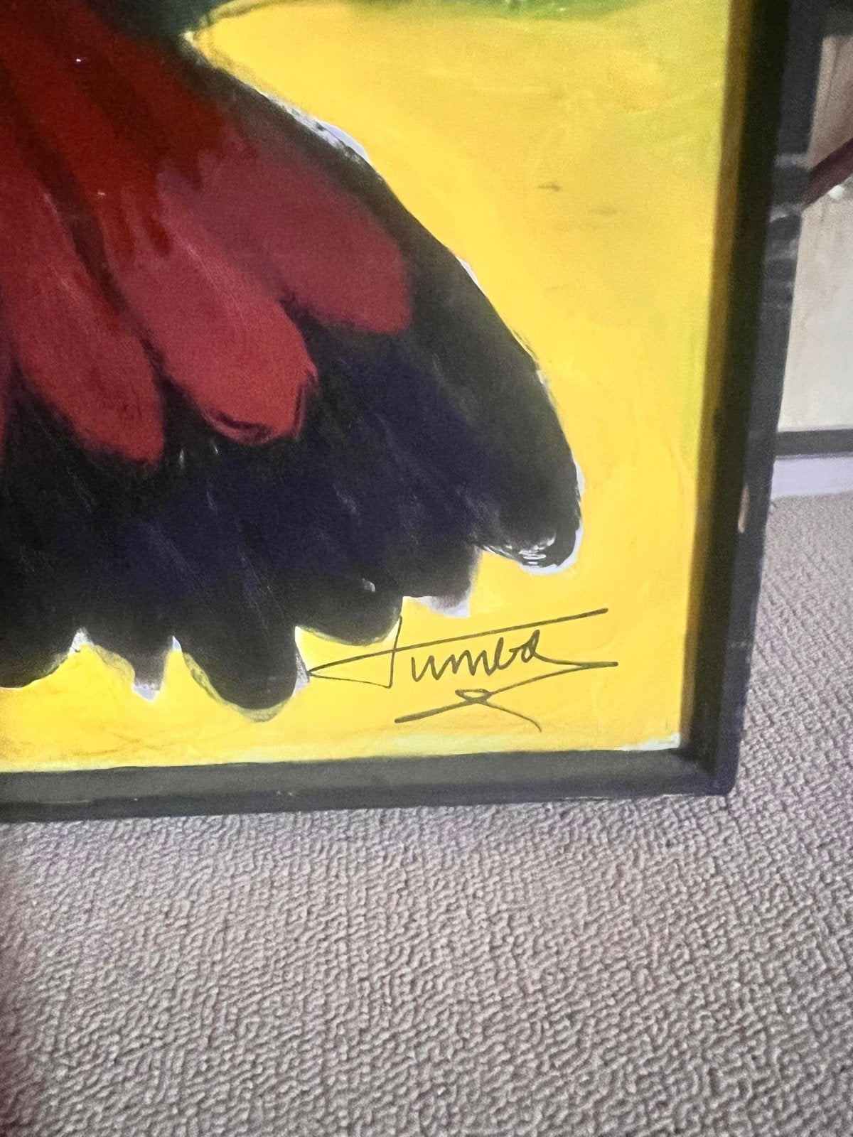 Kleurrijk schilderij met exotische vogels, gesigneerd, Doek, Expressionistisch, Dieren, Ophalen of Verzenden