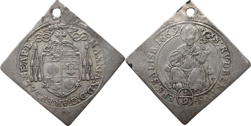 1/9 taler klippe 1669, Salzburg, Max Gandolf, Ophalen of Verzenden, Oostenrijk, Losse munt, Zilver