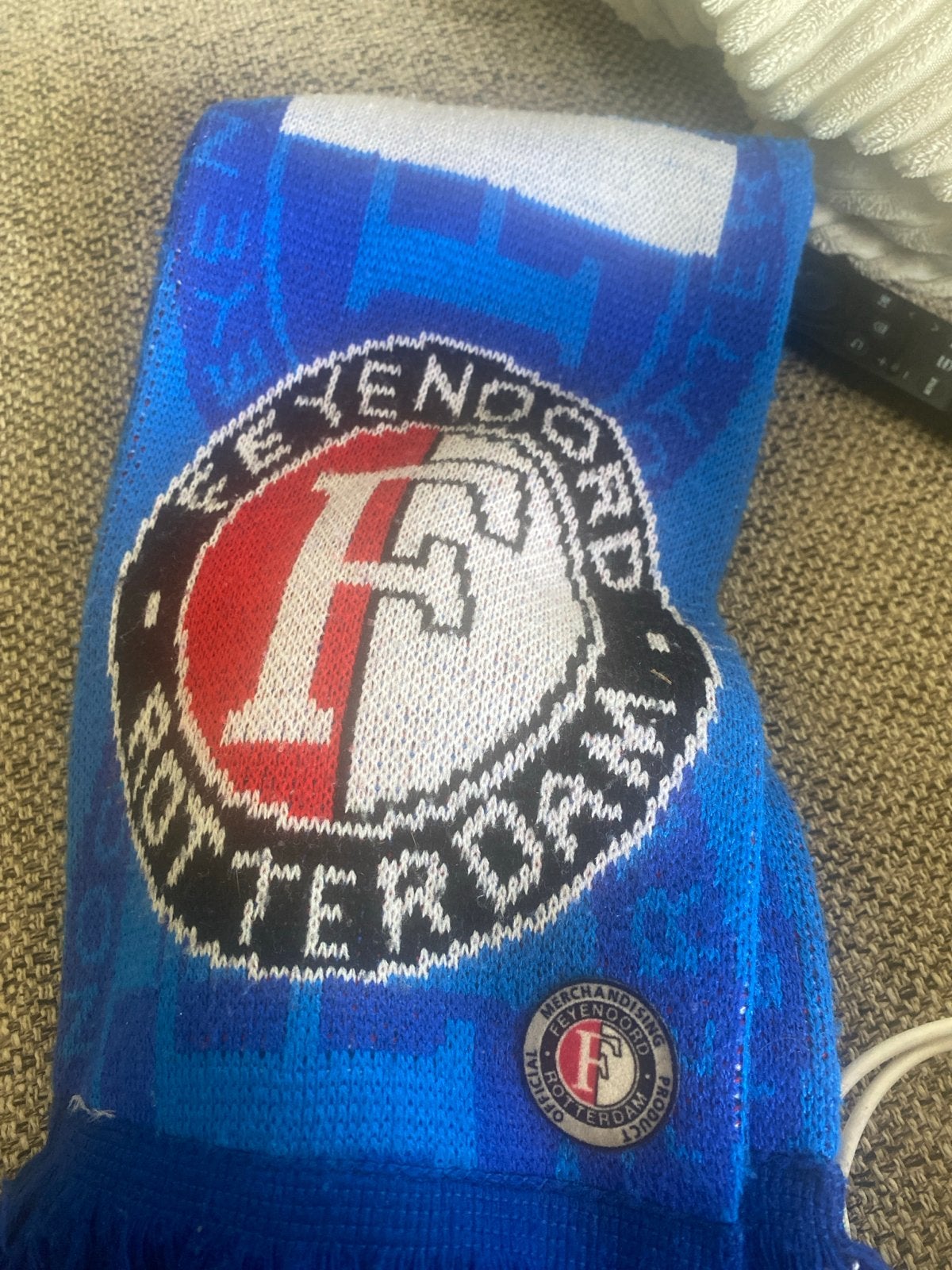 Feyenoord sjaal - Blauw/Wit, Kleding | Heren, Mutsen, Sjaals en Handschoenen, Ophalen of Verzenden, Zo goed als nieuw, Overige maten