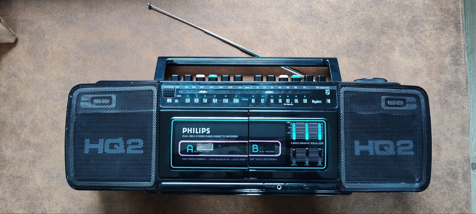 Philips D8198 radio cassette draagbaar jaren 80, Ophalen of Verzenden, Philips