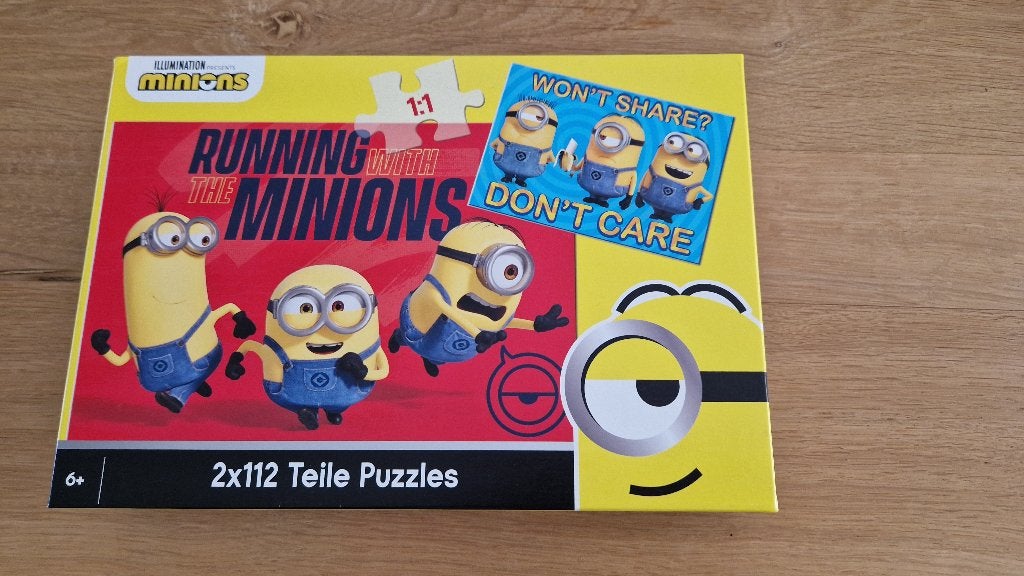 minions puzzels 2 x 112 stukjes NIEUW, Hobby en Vrije tijd, Denksport en Puzzels, Ophalen of Verzenden, Minder dan 500 stukjes