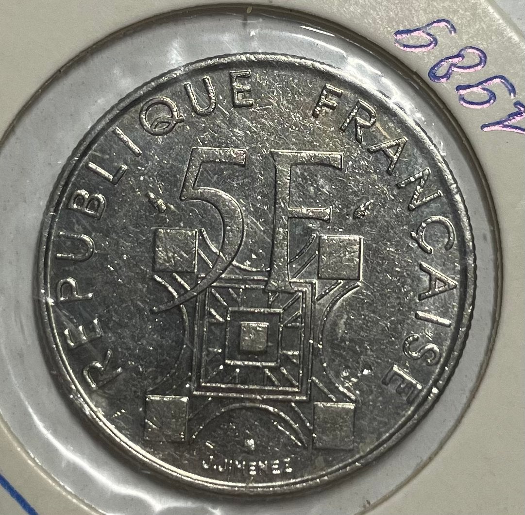5 franc Frankrijk 1989 tour Eiffel, Ophalen of Verzenden, Frankrijk