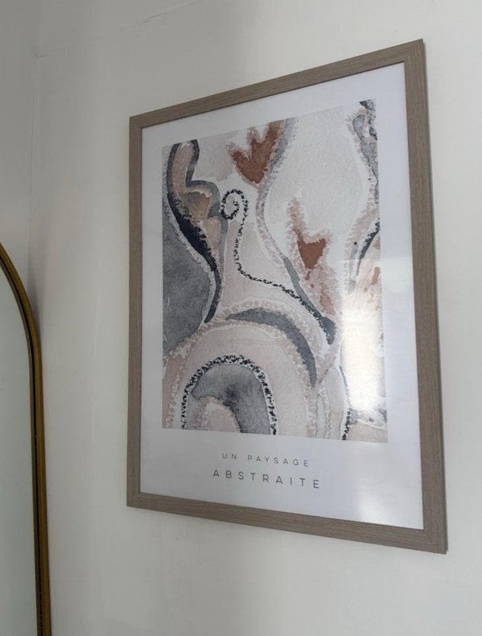 Abstracte poster 50x70cm met lijst, 50 – 75, Ophalen of Verzenden, Zo goed als nieuw, Foto of Poster