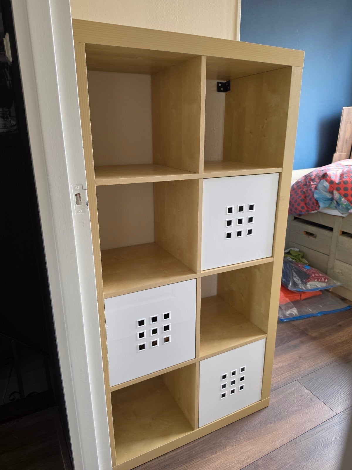 IKEA Kallax kast met 8 vakken en 3 opbergdozen, Ophalen, Gebruikt, 100 tot 150 cm, 50 tot 100 cm