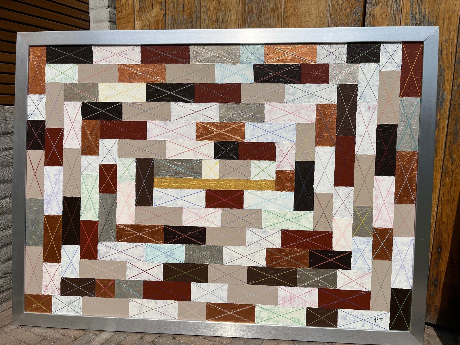 Zelfgemaakt schilderij, interieur, aarde tinten, Ophalen
