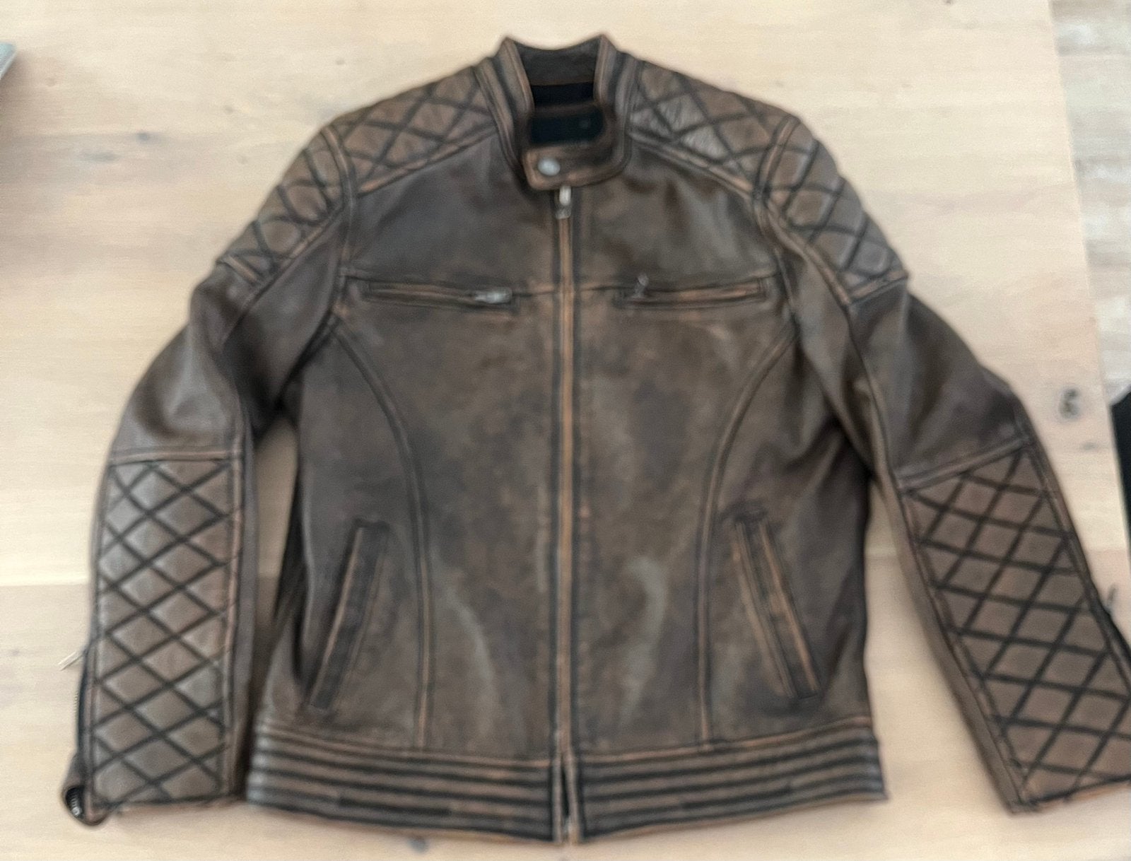 Vintage heren leren jas  maat M/L bikerjack echt leer bruin, Kleding | Heren, Ophalen of Verzenden, Nieuw, Maat 48/50 (M), Bruin