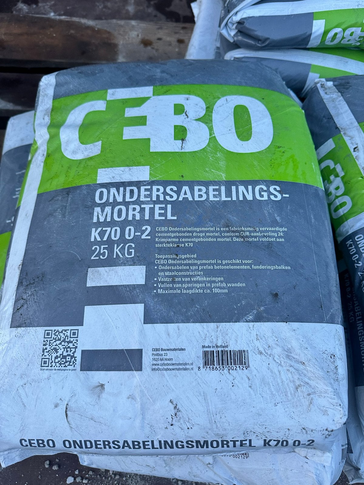 CEBO Ondersabelingsmortel K70 0-2, 25 KG, Ophalen of Verzenden, Nieuw