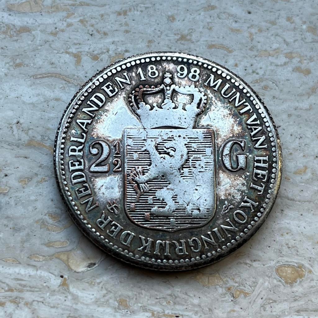Wilhelmina Rijksdaalder 1898 2.5 gulden, Postzegels en Munten, Munten | Nederland, Ophalen of Verzenden, Koningin Wilhelmina, 2½ gulden