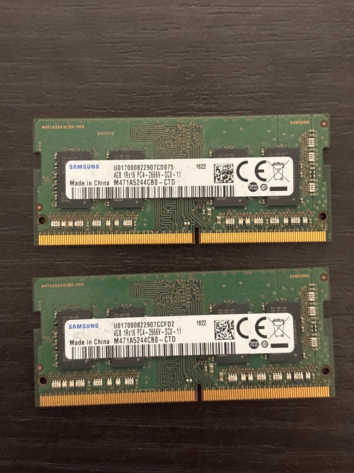 2x 4GB Samsung DDR4 Laptop RAM Geheugen 2666V, Computers en Software, DDR4, Ophalen of Verzenden, Zo goed als nieuw, Laptop