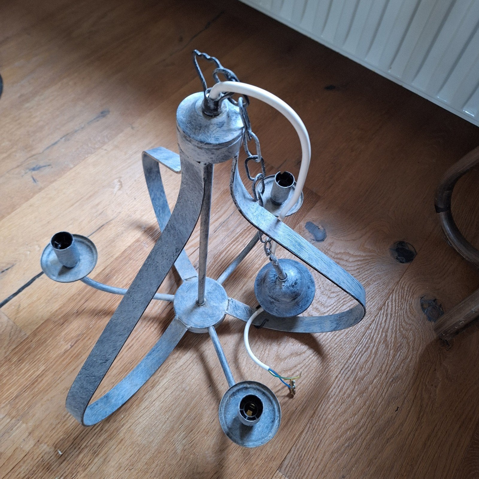 Hanglamp,metaal,teab,sober,kroonluchter,verweerd,robuust, Ophalen, Metaal
